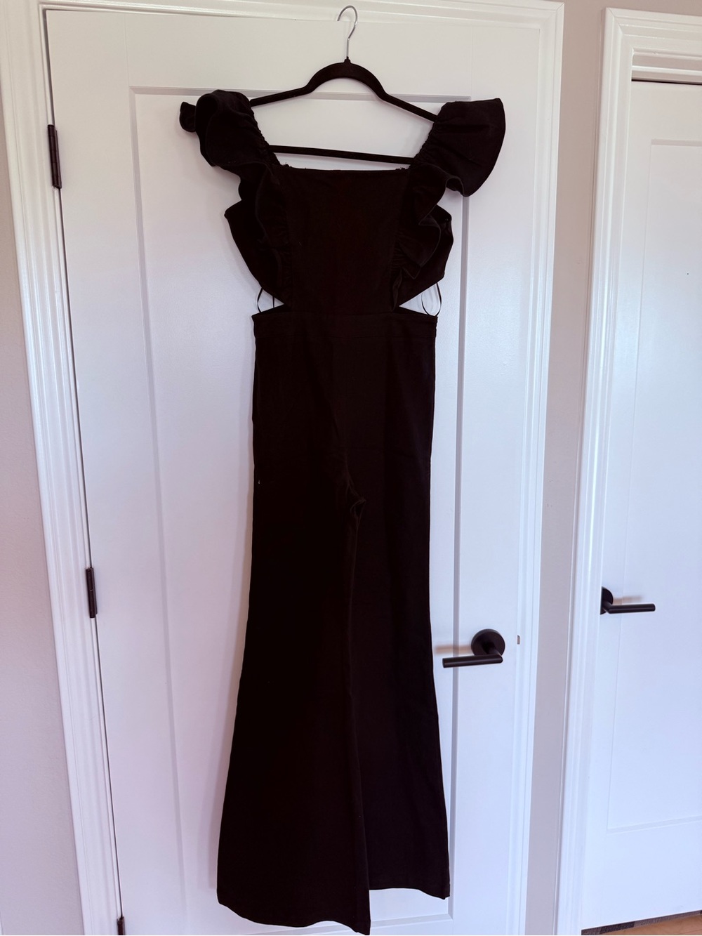 Flying Tomato Black Denim Cutout Flare Jumpsuit – Medium NWT